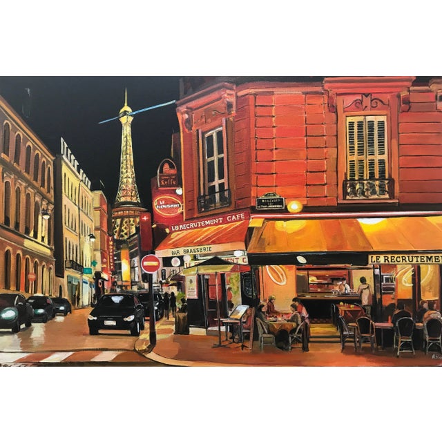 Contemporary Limited Edition Print of Parisian Café Eiffel Tower Paris France by British Artist, Angela Wakefield For Sale - Image 3 of 8