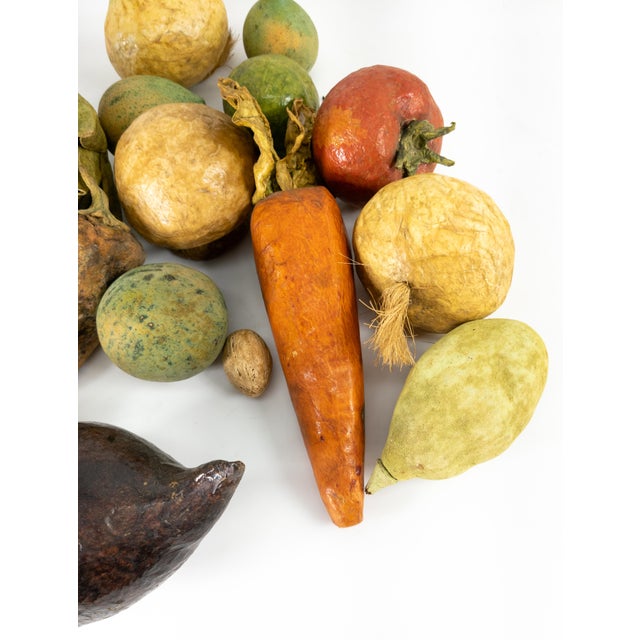 20th Century Group of Folk Art Paper Mache Faux Fruits and Vegetables