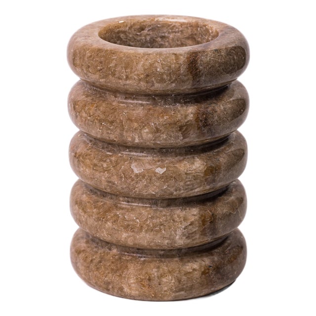 Brown Marble Layered Vase For Sale