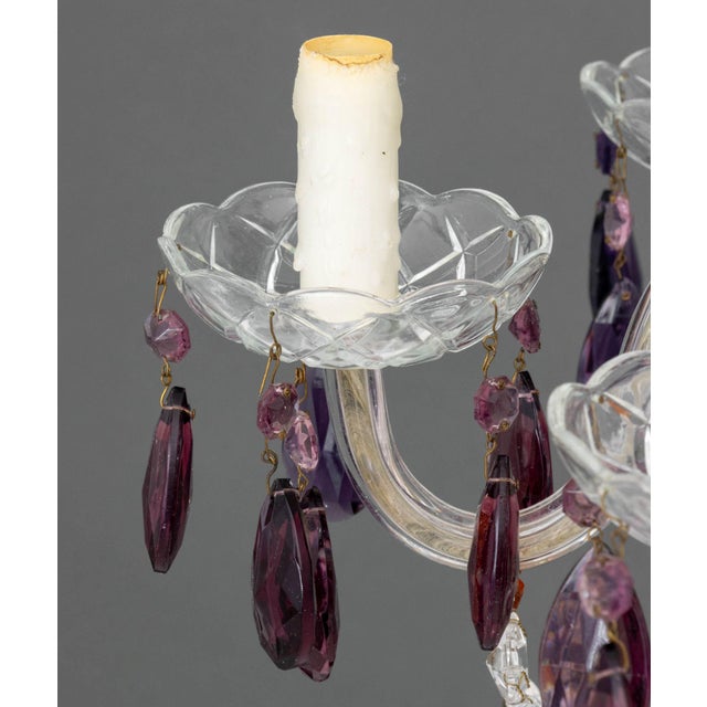 Glass Murano Amethyst Glass Five-Branch Chandelier For Sale - Image 7 of 11