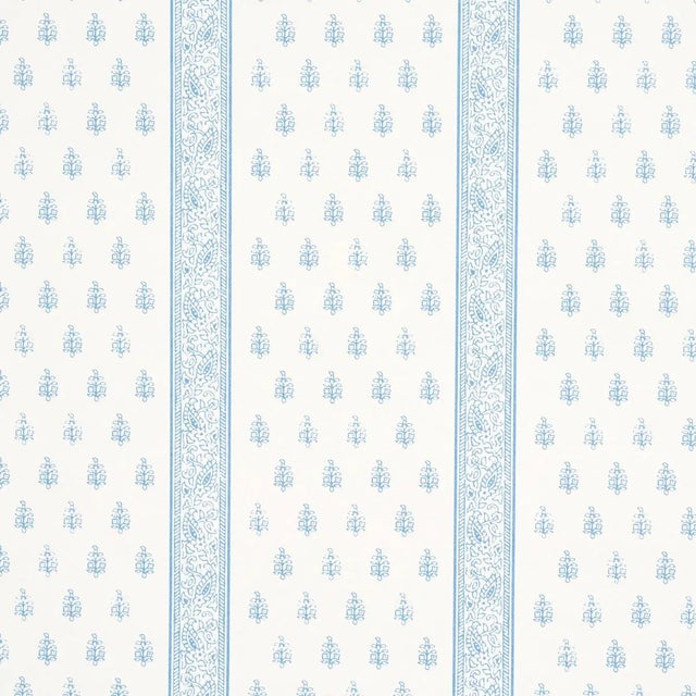 Schumacher Katsura Stripe II Wallpaper In Chambray For Sale