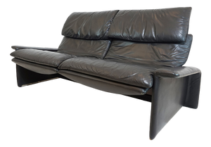 Italian Two-Seater Sofa in Leather by Giovanni Offredi for Saporiti Italia, 1970s