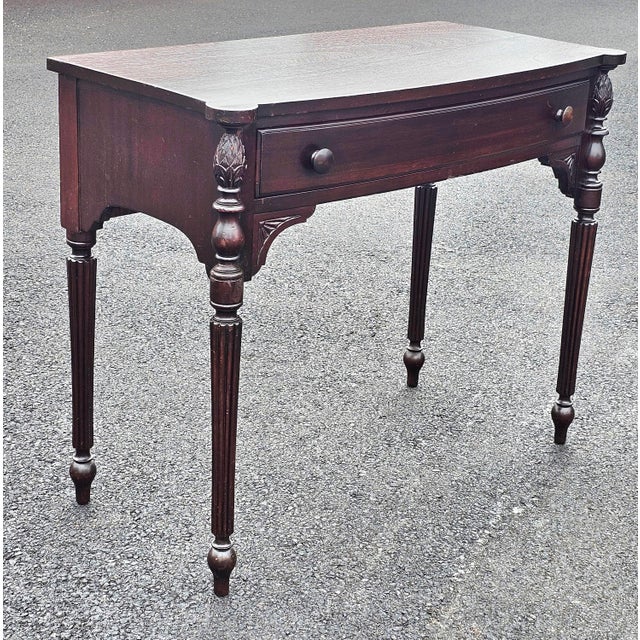 Late 19th Century Victorian Carved Walnut Single Drawer Hall Table Writing Table For Sale - Image 9 of 13