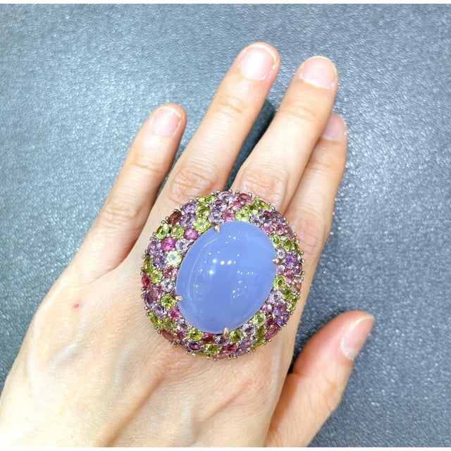 chalcedony - 12 Carat Cluster Multi Color Fancy Gems from Sri Lanka Amethyst - 1 Carat Peridot - 1 Carat Rohodlight - 1...