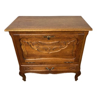Vintage French Louis XVI Style Oak Carved Nightstand For Sale
