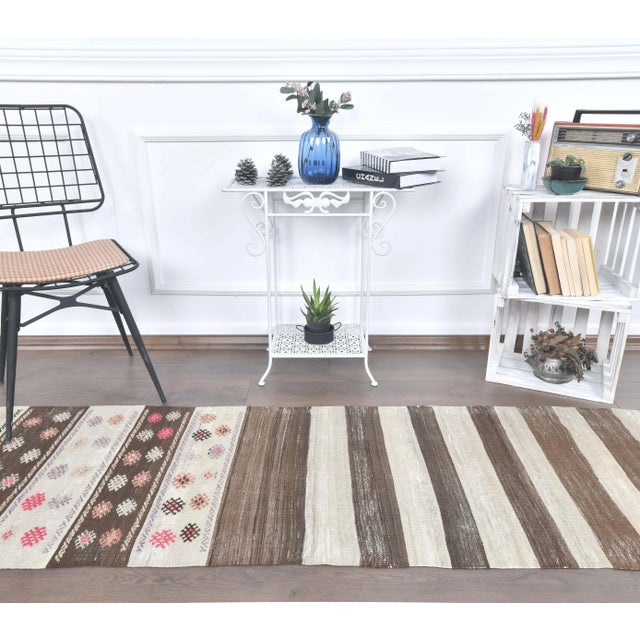 Turkish 1970s Vintage Turkish Runner Handwoven Wool Flatweave Kilim Rug For Sale - Image 3 of 8