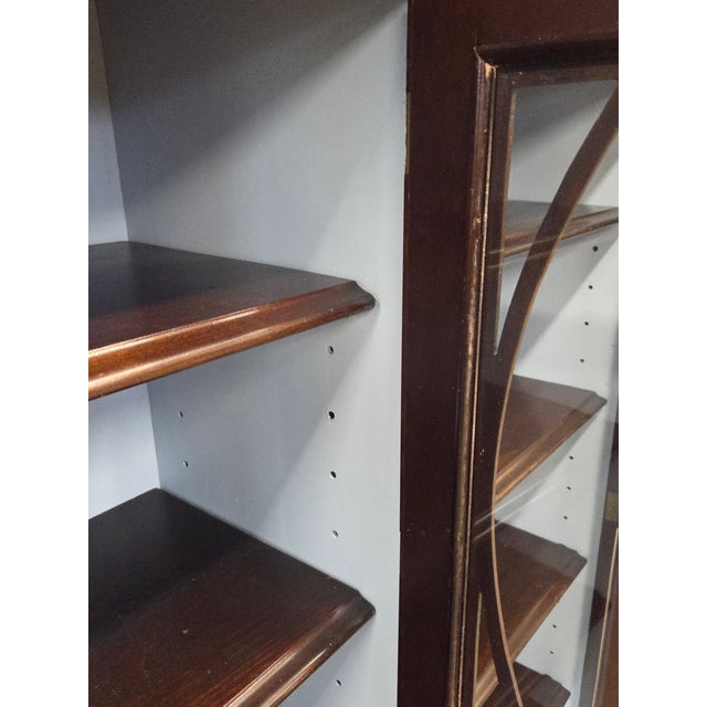 Brown Vintage English Mahogany Bookcase With Lattice Mullions and Adjustable Shelves For Sale - Image 8 of 12
