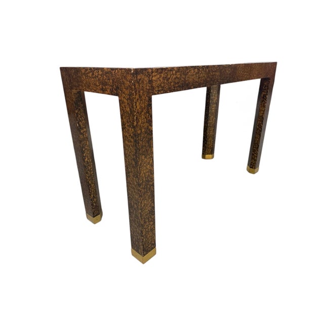 Henredon Vintage Henredon Faux Tortoiseshell & Smoked Glass Console Table - Circa 1970's For Sale - Image 4 of 8