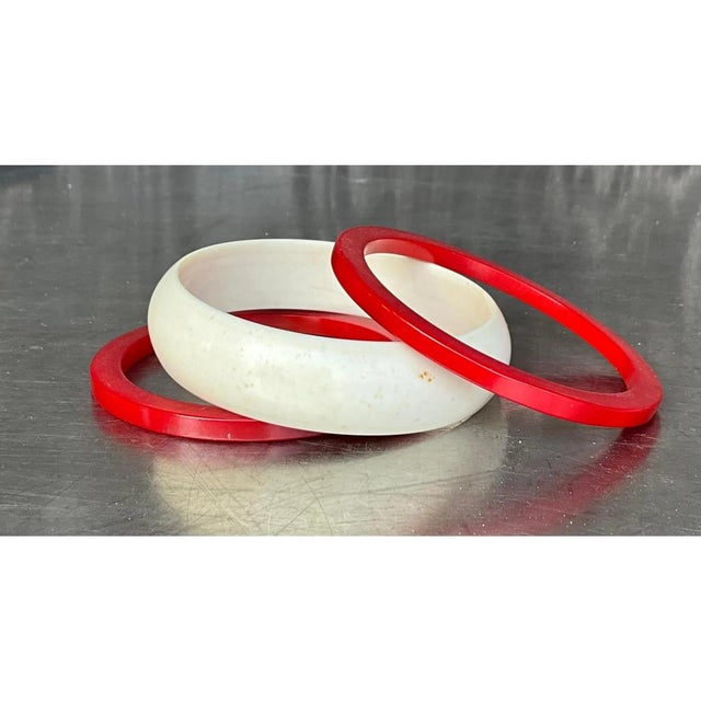 Vintage Red & White Bangle Set For Sale - Image 10 of 12