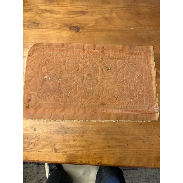 This pillow was purchased with other Italian textiles so I am guessing that it is also Italian. I used these pillows for...