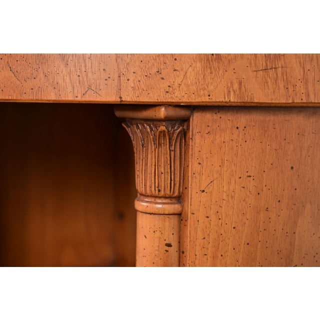 Wood Henredon Regency Carved Cherry Wood Three-Tier Drum Side Table For Sale - Image 7 of 10