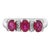 1.67 Carat Oval Cut Ruby and Diamond Three-Stone Band Ring Size 6.25 For Sale