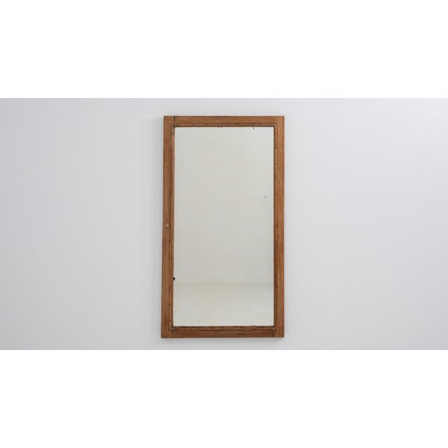 Wood 1900-1909 France Weathered Honey Oak Oak Wall Mirror For Sale - Image 7 of 8