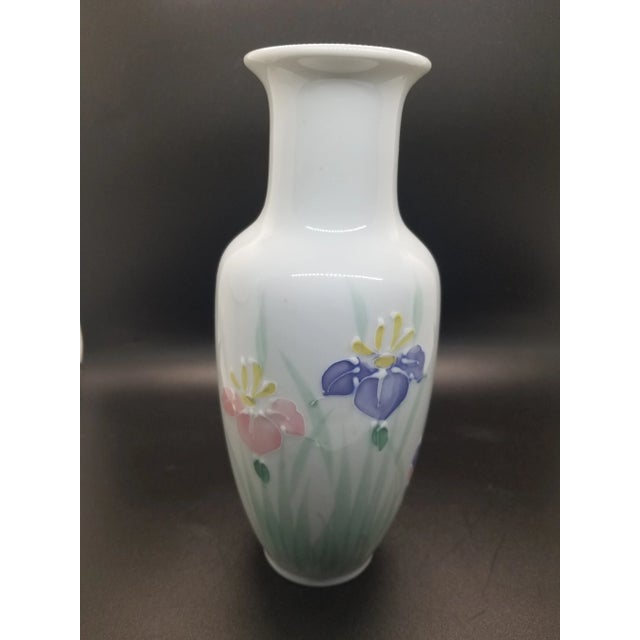 Otagiri Company Vintage 1970s Otagiri Hand Painted Florals Vase For Sale - Image 4 of 4