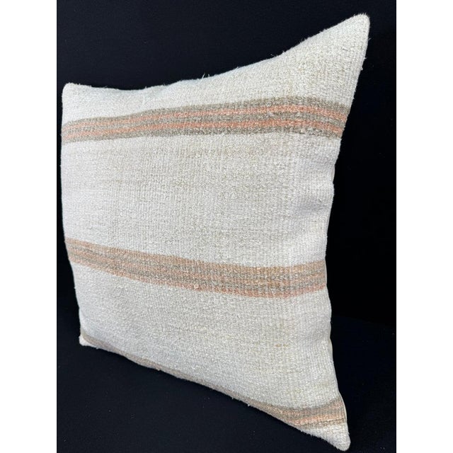 Contemporary Turkish Hemp Pillow Cushion Natural Beige Rust Pillow Cushion Cover 24x24 For Sale - Image 3 of 4