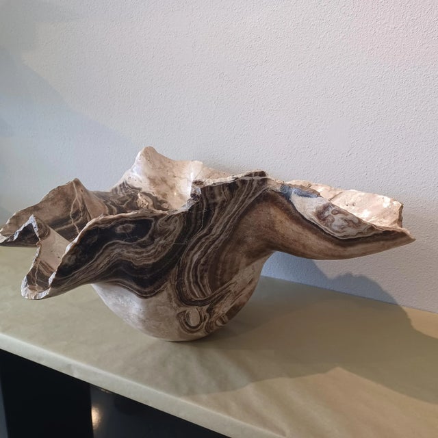 Contemporary Organic Modern Brown and Beige Onyx Bowl For Sale - Image 3 of 9