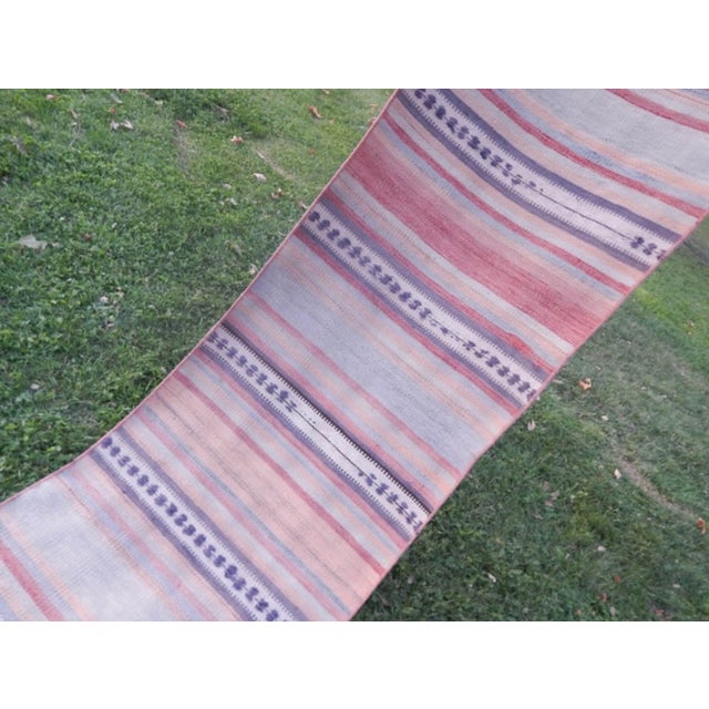 Vintage Striped Turkish Kilim Runner 2′4″ × 8′4″ For Sale - Image 9 of 13