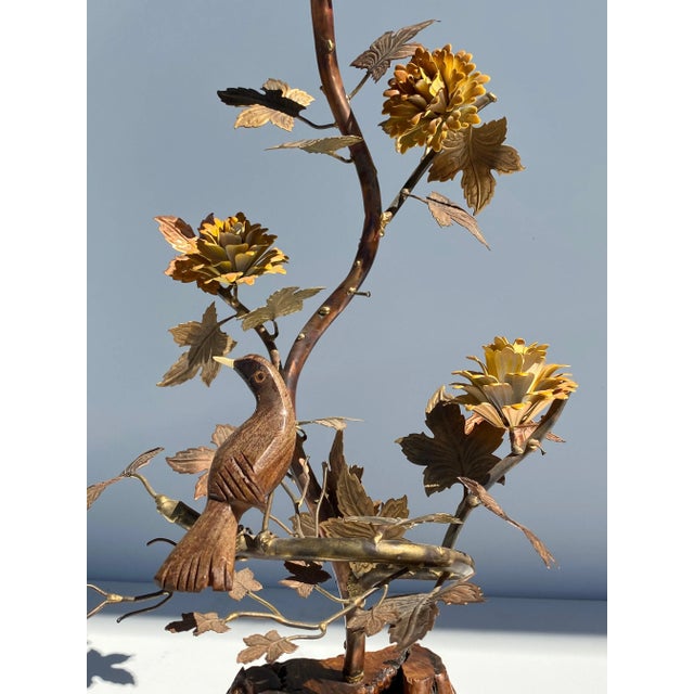 "Enchanting Forest" Brass and Burl Wood Lamp For Sale In Los Angeles - Image 6 of 13