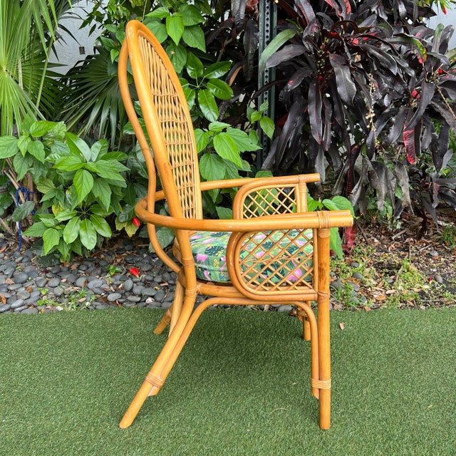 Vintage Peacock Rattan Arm Chair For Sale In Miami - Image 6 of 10