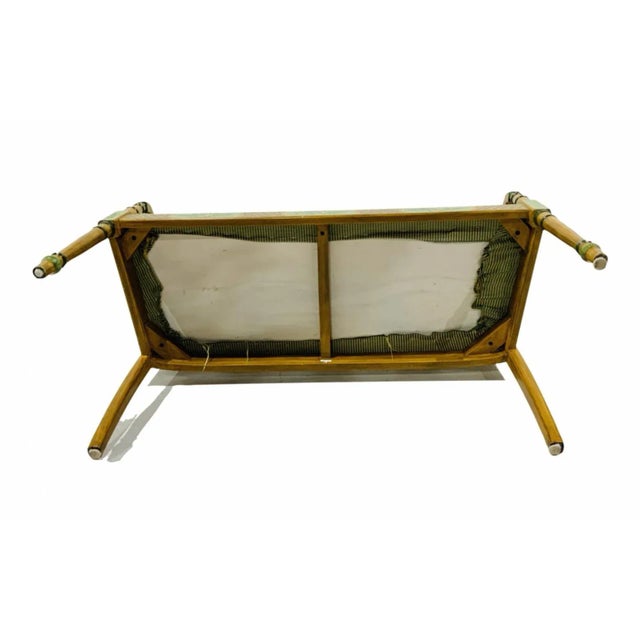 Green Striped Green Adam Style Settee With Hand-Painted Decoration by Southwood Furniture Co., Refinished For Sale - Image 8 of 9