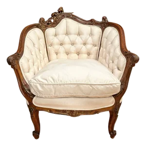 Late 19th Century Antique French Carved Walnut And Parcel Gilt Armchair