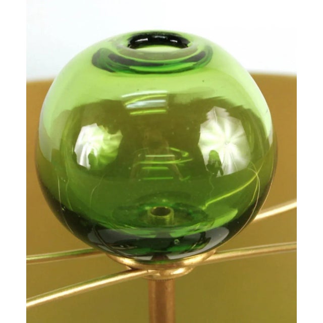 Vintage Stray Dog Design Contemporary Style Handblown Art Glass Lamp With Blue Tole/Metal Drum Shade For Sale In Savannah - Image 6 of 12