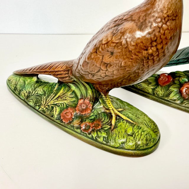 1973 Boho Chic Americana Folk Art Ceramic Pheasants - A Pair For Sale - Image 6 of 16