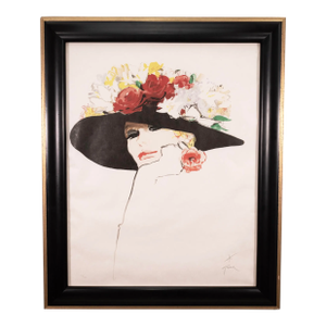 Rene Gruau La Rose Rouge Signed Art Deco Lithograph on Paper 119/300 Framed 1987