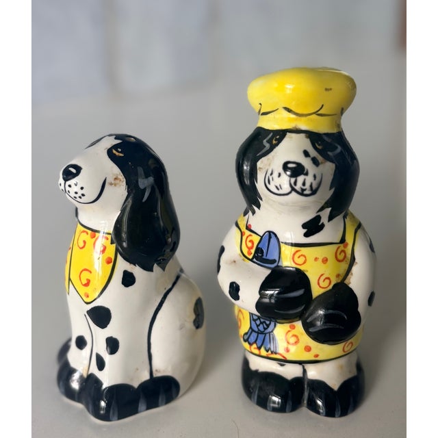 2001 Candace Reiter "Dogzilla" Chef Dogs Ceramic Salt & Pepper Shakers - Set of 2 For Sale - Image 10 of 13