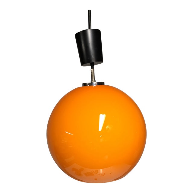 Orange Glass Pendant Light mid century danish modern opaline orange glass dome pendant light for sale