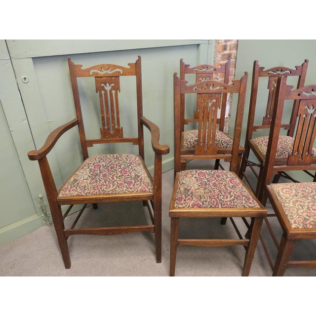 Antique Arts and Crafts Golden Oak Dining Chairs, 1880, Set of 6 For Sale - Image 6 of 8