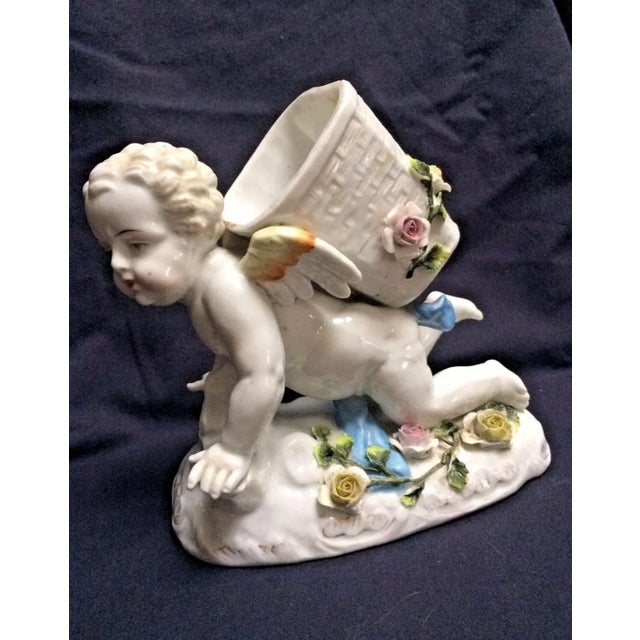 Victorian Late 19th Century and Antique Sitzendorf Cherub Spill Vase For Sale - Image 3 of 9