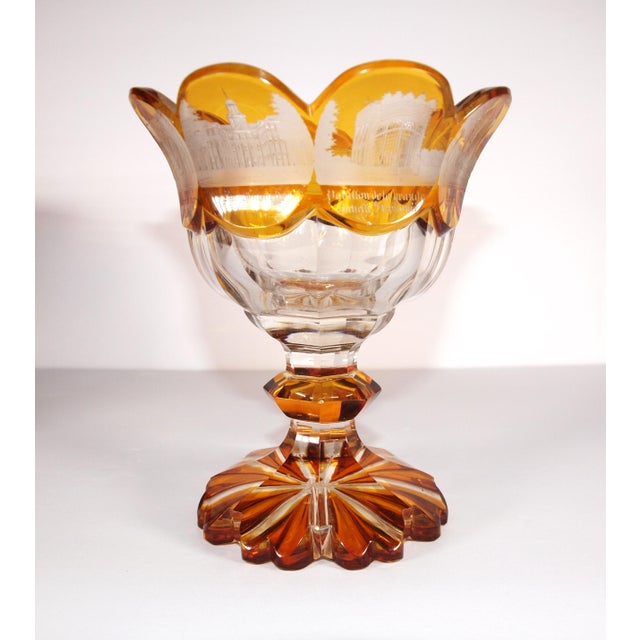 Late 19th Century Rare German Bohemian Crystal Chalice With Etched Historic Buildings For Sale - Image 5 of 9