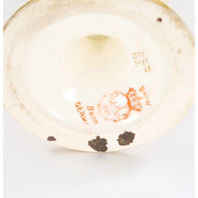 Antique German Porcelain Hand Painted / Gilt Decorative Vase For Sale - Image 12 of 12