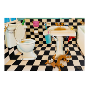 Roark Gourley – Bathroom Quake, 1990s Signed Memphis Resin Sculpture 158/175