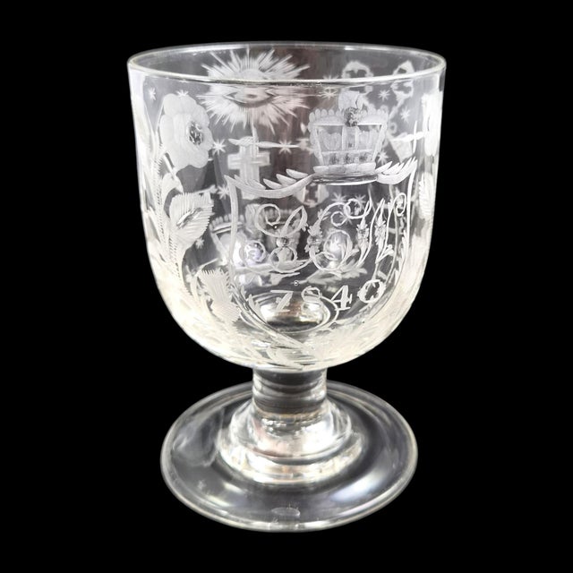 English Gaof Wheel-Engraved Lead-Glass Rummer, 1820s For Sale - Image 4 of 14