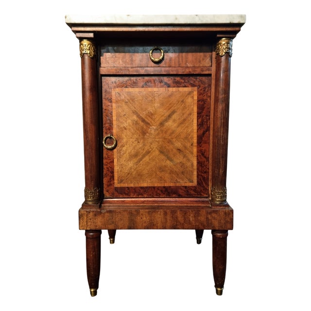 French Empire Bedside Cabinet with Marble Top, 19th Century For Sale