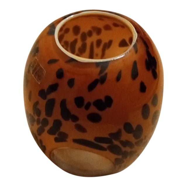 1980s Murano Maestri Vetrai Tortoise Shell Pattern Vase, Made in Italy For Sale