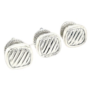 1990s David Yurman Estate Pc Tuxedo Button Set Sterling Silver, 3 Pieces For Sale