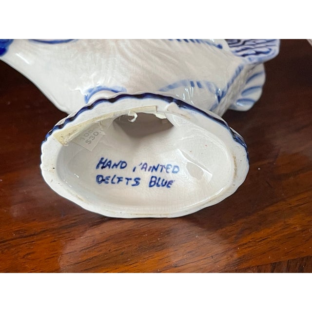 Vintage Delft Handpainted Egg Stands- Set of 2 For Sale - Image 4 of 4