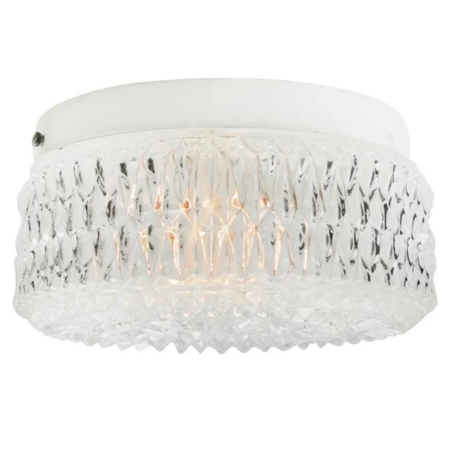 Metal Mid-Century Round Clear Glass Flush Mount For Sale - Image 7 of 10