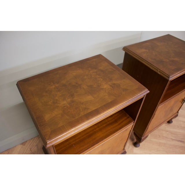 Vintage Art Deco Bedside Cabinets in Walnut, 1930s, Set of 2 For Sale - Image 6 of 9