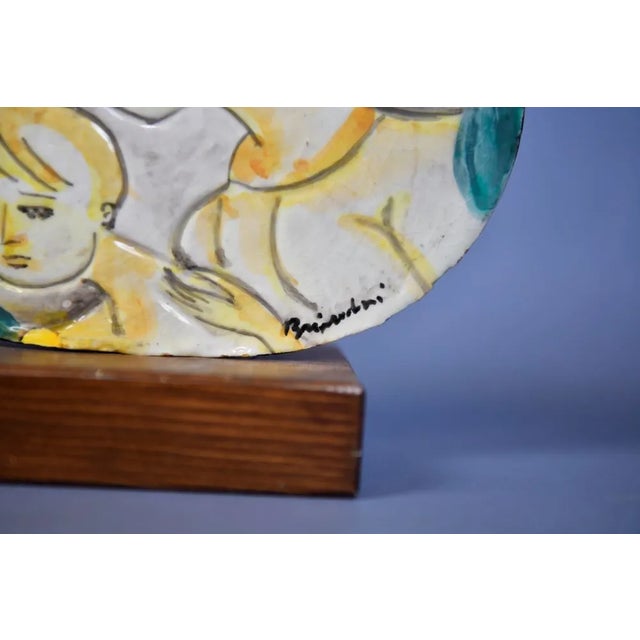 Ceramic Plate Painted with Picture by Remo Brindisi for Giuseppe Rossicone, 1960s For Sale - Image 4 of 8