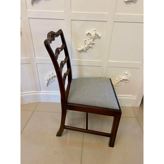 Wood Antique Chippendale Style Ladder Back Dining Chairs in Mahogany, 1900, Set of 12 For Sale - Image 7 of 17