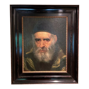 Early 1900s After Maurits De Groot Dutch Portrait of Rabbi Oil Painting
