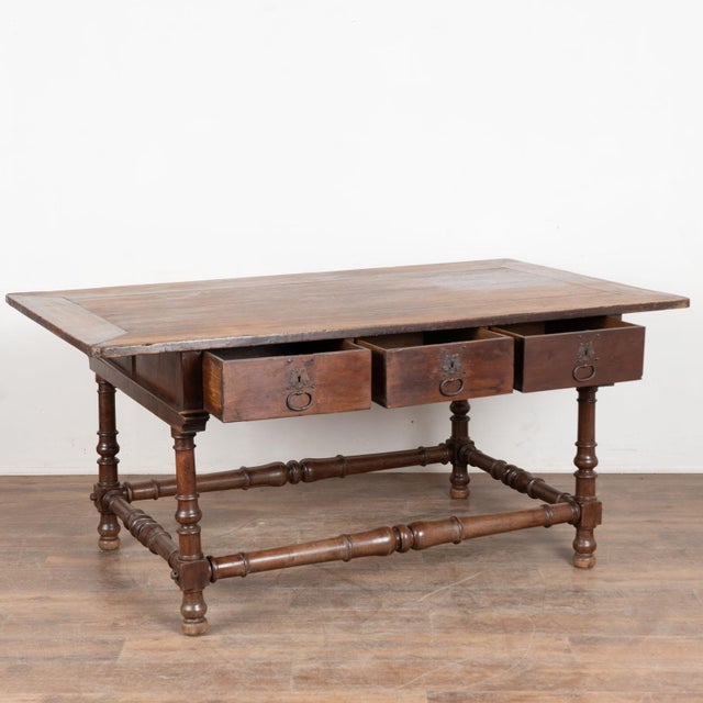 Early 18th Century Chestnut Large Console Table or Island With Six Drawers For Sale - Image 18 of 18