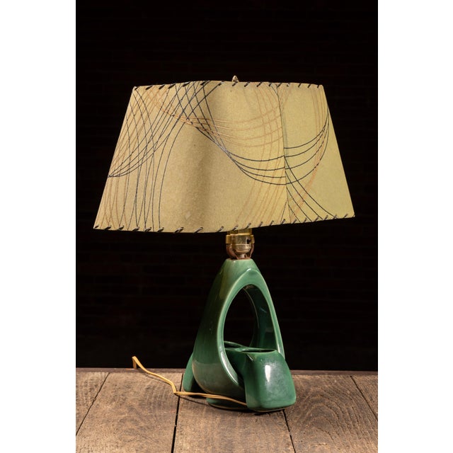 Mid-Century Modern Mid 20th Century Mid Century Modern Green Ceramic Teardrop Table Lamp For Sale - Image 3 of 9