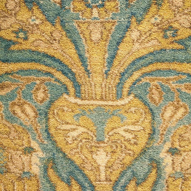 Traditional Mogul Collection Hand-Knotted Area Rug - Green 9' 2" x 12' 6" For Sale - Image 3 of 4