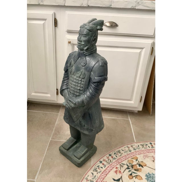 Late 20th Century Chinese Terracotta Warrior Replica Statue Large Mixed Material Asian Decor For Sale - Image 10 of 12