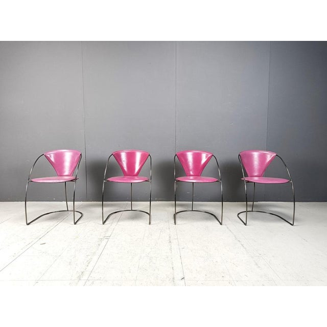 Vintage Pink Linda Dining Chairs from Arrben, 1980s, Set of 4 For Sale - Image 4 of 13